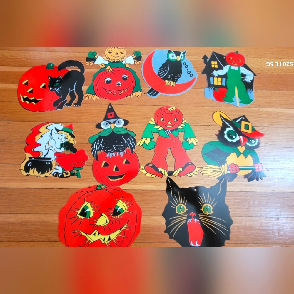 Colorful Halloween Vintage Reproduction Garland/Cut Outs Laughing Elephant Brand